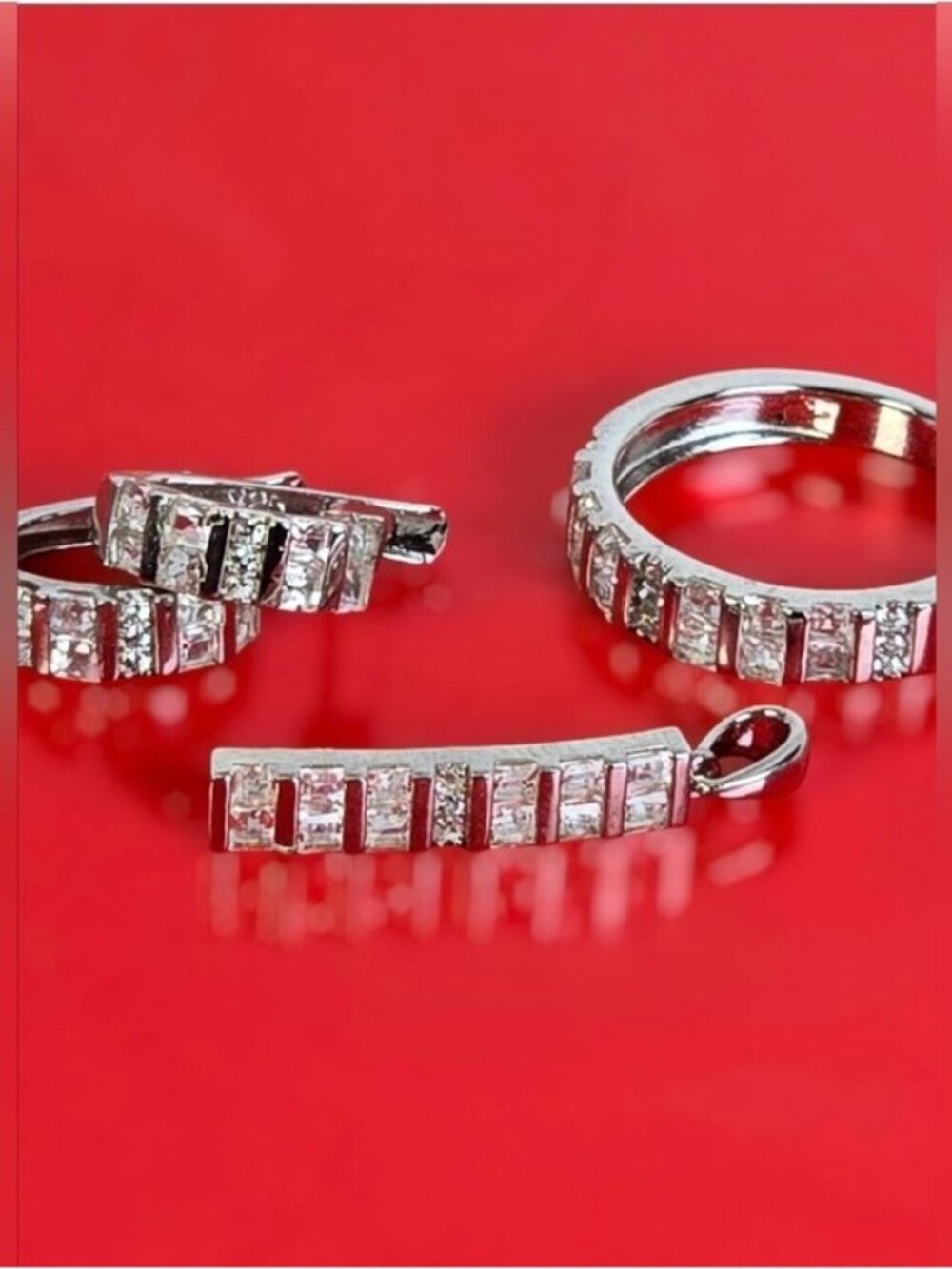 925 Sterling Silver Jewelry Set with Natural Oval White Topaz